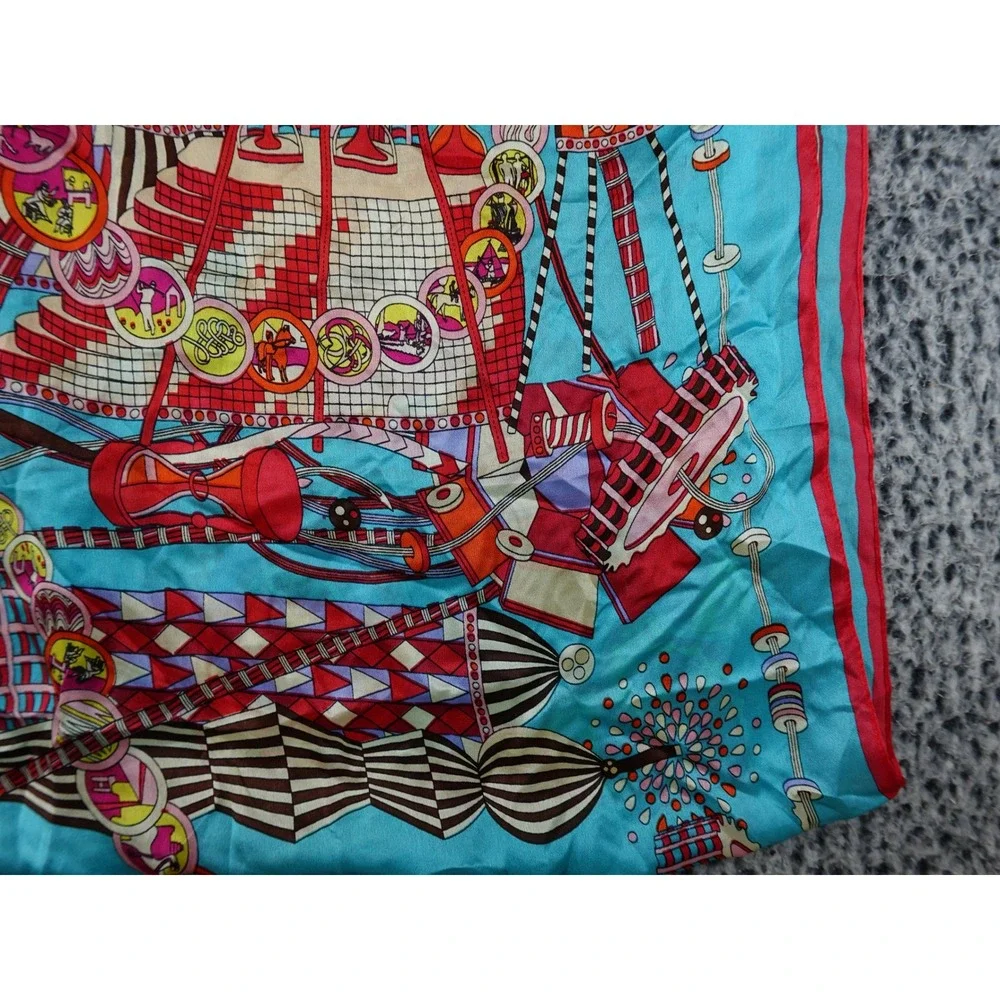 Unbranded Scarf Women 35x25‎ Turquoise Good Abstract Mechanical Print Art Decor